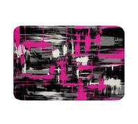 Loussiesd Tappeti da bagno per bambini rosa caldo nero astratto 50 x 81 cm accessori da bagno geometrici per ragazzi ragazze adolescenti decorazione moderna a righe arte tappetini da bagno traspirante