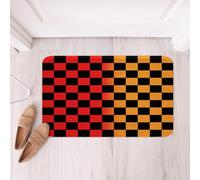 Loussiesd Tappeti da bagno retrò a scacchi geometrici vintage tappetini da bagno rosso giallo accessori da bagno moderno Groovy Estetico Zerbino 40,6 x 61 cm in morbida microfibra