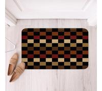 Loussiesd Tappeti da bagno retrò a scacchi marroni rossi neri plaid tappetini da bagno in microfibra geometrici vintage accessori da bagno moderni semplici Groovy tappetino estetico antiscivolo 40,6 x