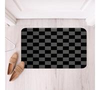 Loussiesd Tappeti da bagno retrò a scacchi nero grigio plaid tappetini da bagno geometrici vintage accessori da bagno moderni semplici Groovy tappetini estetici 50 x 81 cm in morbida microfibra