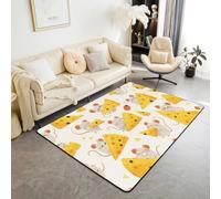 Loussiesd Tappeto a forma di topolino giallo con motivo a cartoni animati, per soggiorno, camera da letto, per bambini, ragazzi, ragazze, ragazzi, bambini, bambini, 150 x 200 cm, con stampa animalier