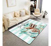 Loussiesd Tappeto a tema libro 150 x 200 cm, verde e bianco, per soggiorno, camera da letto di bambini, ragazzi e ragazze, decorazione profumata, con strisce antiscivolo sul retro, decorazione