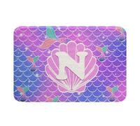 Loussiesd Tappeto da bagno a forma di sirena con lettera N iniziale tappetini da bagno in microfibra decorazione principessa accessori da bagno tappetini antiscivolo 40,6 x 61 cm morbido