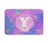 Loussiesd Tappeto da bagno a forma di sirena in microfibra, 50 x 81 cm, con lettera iniziale Y, antiscivolo, decorazione principessa, accessori da bagno, zerbino morbido