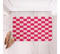 Loussiesd Tappeto da bagno a scacchi, per adolescenti, donne, boho, moderno, carino, estetico, decorativo, tappetino da bagno per il bagno, 50 x 81 cm, per bambini e ragazzi, motivo geometrico, rosa e