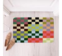 Loussiesd Tappeto da bagno multicolore a scacchi retrò per bambini ragazzi ragazze geometrici vintage tappetini da bagno per bagno 50 x 81 cm verde rosso giallo colorato decorazione moderna della