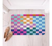 Loussiesd Tappeto da bagno multicolore a scacchi retrò per bambini ragazzi ragazze geometrici vintage tappetini da bagno per bagno 50 x 81 cm arcobaleno colorato moderno Groovy estetica decorazione