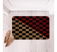 Loussiesd Tappeto da bagno retrò a scacchi in microfibra 50 x 81 cm moderno geometrico carino tappetini da bagno antiscivolo marrone rosso accessori da bagno vintage semplice Groovy tappetino estetico