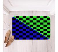 Loussiesd Tappeto da bagno retrò a scacchi moderno geometrico carino tappetini da bagno in microfibra blu verde accessori da bagno vintage semplice Groovy tappetino estetico antiscivolo 50 x 81 cm
