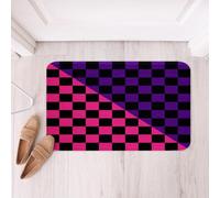 Loussiesd Tappeto da bagno retrò a scacchi moderno geometrico carino tappetini da bagno in microfibra rosa rosa viola accessori da bagno vintage semplice Groovy tappetino estetico antiscivolo 40,6 x