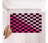 Loussiesd Tappeto da bagno retrò a scacchi moderno geometrico carino tappetini da bagno rosa rosa chiaro accessori da bagno vintage semplice Groovy tappetino estetico 40,6 x 61 cm in morbida