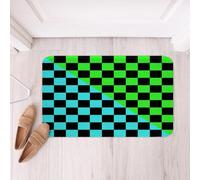 Loussiesd Tappeto da bagno retrò a scacchi moderno geometrico carino tappetini da bagno verde acqua accessori da bagno vintage semplice Groovy tappetino estetico 50 x 81 cm in morbida microfibra