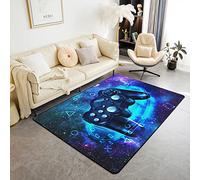 Loussiesd Tappeto da gioco con galassia, resistente, per interni, per ingresso, videogiochi, gamepad, pulsanti d'azione, tappeto morbido, lavanderia, 100 x 150 cm