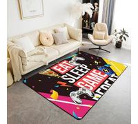 Loussiesd Tappeto da gioco Eat Sleep per soggiorno, camera da letto, area giocatore, decorazione da gioco, tappeto in pile extra morbido, per soggiorno, camera da letto, 150 x 200 cm