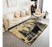 Loussiesd Tappeto da soggiorno con mucca delle Highland Cattle per ragazzi e ragazze, stile rustico, 150 x 200 cm, decorazione per la stanza di campagna