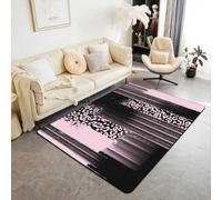 Loussiesd Tappeto da soggiorno rosa nero 100 x 150 cm tappeto astratto leopardo accento tappeto per bambini adulti Ombre strisce tappeto per interni tappeto arte moderna tappeto decorativo