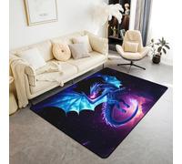Loussiesd Tappeto decorativo con drago blu, per bambini, 100 x 150 cm, decorazione magica viola, copriletto, decorazione per la camera