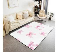 Loussiesd Tappeto Kawaii con fiocco, 100 x 150 cm, set decorativo per bambini, ragazzi, ragazze, papillon, soggiorno, camera da letto, principessa sognante