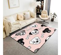Loussiesd Tappeto per cani, 150 x 200 cm, per camera da letto | Tappeto da salotto con cane in stile cartone animato, morbido, antiscivolo, decorazione per cuccioli