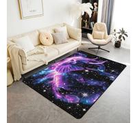 Loussiesd Tappeto per interni con elefante galassia, stile esotico, 100 x 150 cm, per bambini, ragazzi, ragazze, adolescenti, motivo animali selvatici 3D, decorativo, tappeto etnico elefante etnico