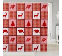 Loussiesd Tenda da doccia rustica con cervi e orsi, 180 x 210 cm, decorazione per il bagno, tenda da bagno con animali selvatici, per bancarelle, vasche da bagno, patchwork, capanno di campagna