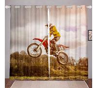 Loussiesd - Tenda da motociclista per ragazzi e bambini, per sport estremi, per finestre, decorazione motocross, cavaliere, tende per finestre W66 x L90