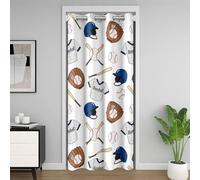 Loussiesd Tenda da porta a tema baseball, per la privacy, uniforme da baseball, per camera da letto, soggiorno, casco sportivo, divisorio, 150 x 203 cm, blu navy e bianco, oscurante, decorazione per