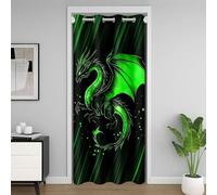 Loussiesd Tenda da porta verde e nera sfumata per la privacy per bambini drago tenda per porta 132 x 203 cm ragazzi ragazze drago cinese animale