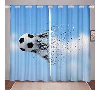 Loussiesd Tenda decorativa per finestra, motivo: pallone da calcio, per ragazze, ragazzi, bambini, motivo: palla 3D, decorazione per finestre, idea regalo per calciatori, colore blu, 132 x 160 cm