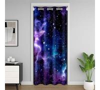 Loussiesd Tenda divisoria per camera da letto e soggiorno con galassia, per la privacy, per camera da letto, soggiorno, cielo blu e viola, 132 x 203 cm, oscurante, decorazione per la casa