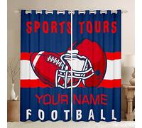 Loussiesd Tenda oscurante personalizzata per ragazzi con nome personalizzato per camera da letto, tenda oscurante personalizzata per la camera da letto della partita di football americano (30-50%