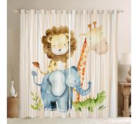 Loussiesd Tenda per finestra a pannelli con elefante, 132 x 160 cm, motivo leone, stampa coccodrillo, decorazione per camera da letto, giraffa, safari africano