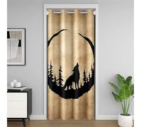 Loussiesd Tenda per porta armadio lupo lupi ululano tenda per porta privacy animali lupi porte con finestre donne uomini decorazione per la stanza montagna luna lupo 106 x 203 cm 1 pannello