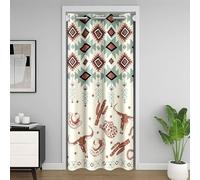 Loussiesd Tenda per porta azteco sudoccidentale kaki per la privacy della porta cactus occidentale bohémien tribale copertura per armadio geometrico vintage divisorio tenda 150 x 203 cm oscurante
