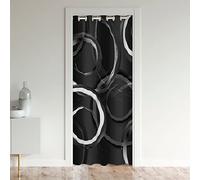 Loussiesd Tenda per Porta da Camera da Letto con Design Geometrico a Cerchio, Tenda Decorativa per Armadio, Tenda Moderna con Arte Astratta in Grigio, Bianco e Nero, Trattamenti per Finestre 86x203cm