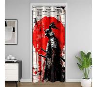 Loussiesd Tenda per porta in stile giapponese per la privacy della porta, 1 pannello, 150 x 203 cm, per bambini, samurai, per ragazzi e ragazze, motivo Hokusai con sole rosso, 30%-50%, oscurante