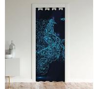 Loussiesd Tenda per porta per privacy della porta della Dirt Bike 86 x 203 cm Tenda per porta armadio sport estremi per camera da letto Racing Motocross Rider Blu Moto 30%-50% oscuramento della stanza