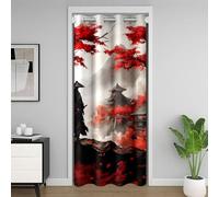 Loussiesd Tenda per porta samurai giapponese, per la privacy, 1 pannello, 150 x 203 cm, con fiori di ciliegio, copertura per armadio, stile esotico, decorazione montagna Fuji, oscurante, 30%-50%