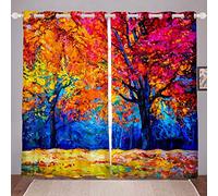 Loussiesd - Tende con stampa ad albero, tende a forma di albero di bosco, per finestre e finestre, per camera da letto, soggiorno, pittura a olio, decorazione per la stanza, W46 x L54