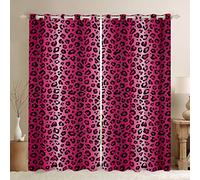 Loussiesd Tende da finestra leopardate per donna ghepardo tende per bambini ragazze rosa rosso nero sexy tende finestre Africa animali selvatici, W46 x L54