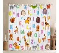 Loussiesd Tende oscuranti con lettere dell'alfabeto, tende oscuranti per camera da letto, isolamento termico, tende per finestre con animali dello zoo, 2 pannelli 116 x 182 cm (larghezza x lunghezza)