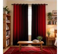 Loussiesd Tende per finestre Ombre astratte per bambini e ragazzi, colore rosso e nero, per camera da letto e soggiorno, 132 x 228 cm (larghezza x lunghezza)