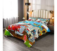 Loussiesd Trapunta Sherpa con camion dei pompieri per bambini, morbida e soffice, per letto 230x220cm, ambulanza, elicottero, super morbido, motivo cartone animato