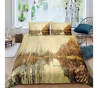 Loussiesd Woodland - Set copripiumino per bambini e ragazzi con alberi autunnali, set copripiumino con 2 federe per letto king size e 3 pezzi