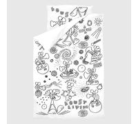 Lousy Livin Bedlinen Lenzuola " Outer Spazio " Bianco Lenzuola Fodera Cuscino