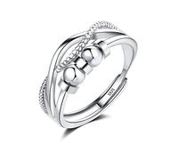 Loutade Anelli in argento Sterling 925, anelli in argento sterling per ansia, anelli aperti regolabili per alleviare lo stress, anelli per perline infinito regali rilassanti per uomo