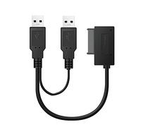Louttary 1 Slimline Slim SATA con alimentatore esterno USB 2.0 per laptop, CD-ROM, DVD-ROM, adattatore ODD