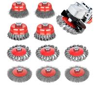 Louttary 10 Pezzi Ruota In Metallo per Smerigliatrice Angolare da 4 1/2" Set di Spazzole A Tazza con Attacco Filettato Ruota In Metallo per Smerigliatrice Angolare per Ruggine