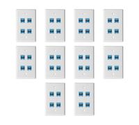 Louttary 10PCS Piastra A Muro Ethernet Cat 6 4 Porte Femmina A Femmina Compatibile con Cat6/5/5e Piastra Frontale Rimovibile per Installazione Facile B