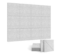 Louttary 12 Acustici, Confezione da 12, Decorativi Insonorizzanti da 12 X 12 Pollici, Acustici da Parete e Soffitto, Grigio, Facili da Installare e da Usare
